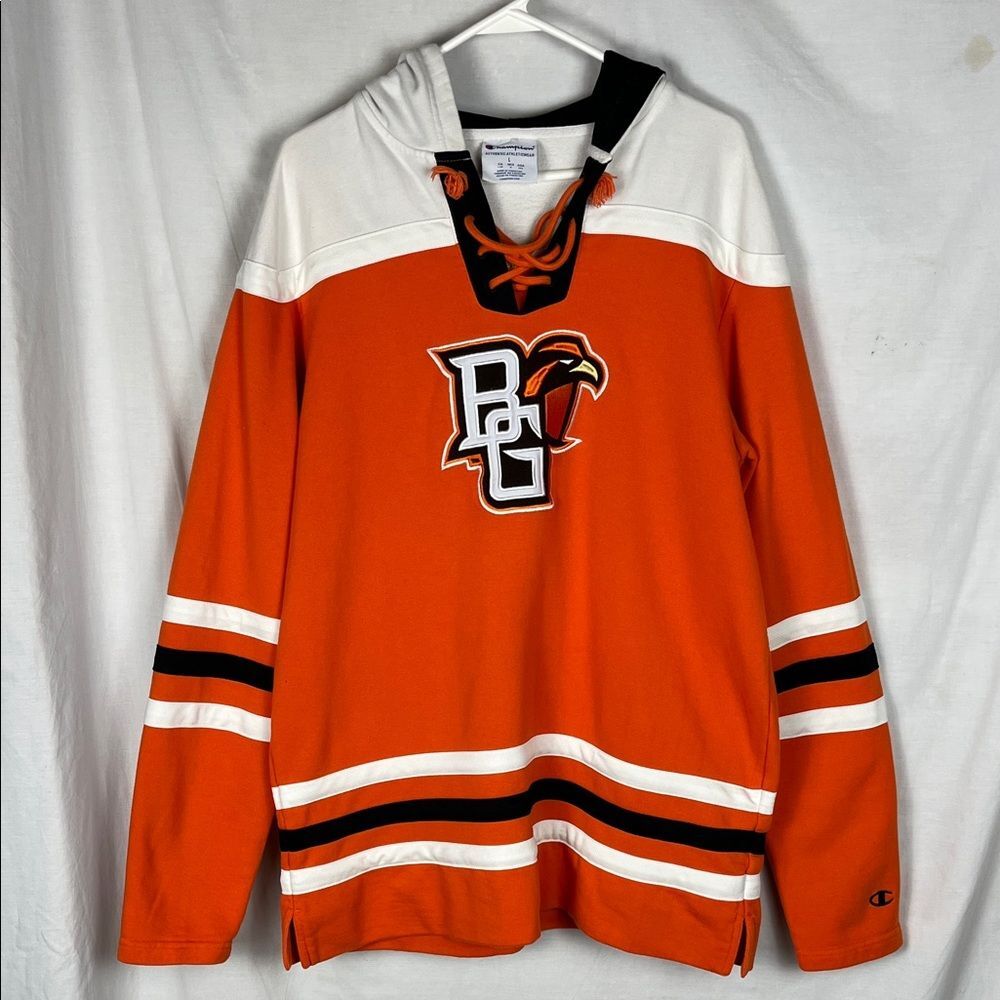BGSU Bowling Green Falcons Hockey Lacer Hoodie Jersey Champion